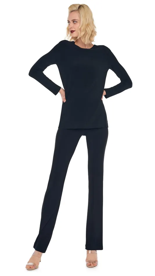 Norma Kamali Tops LONG SLEEVE CREW TOP Black 8211 Clothing