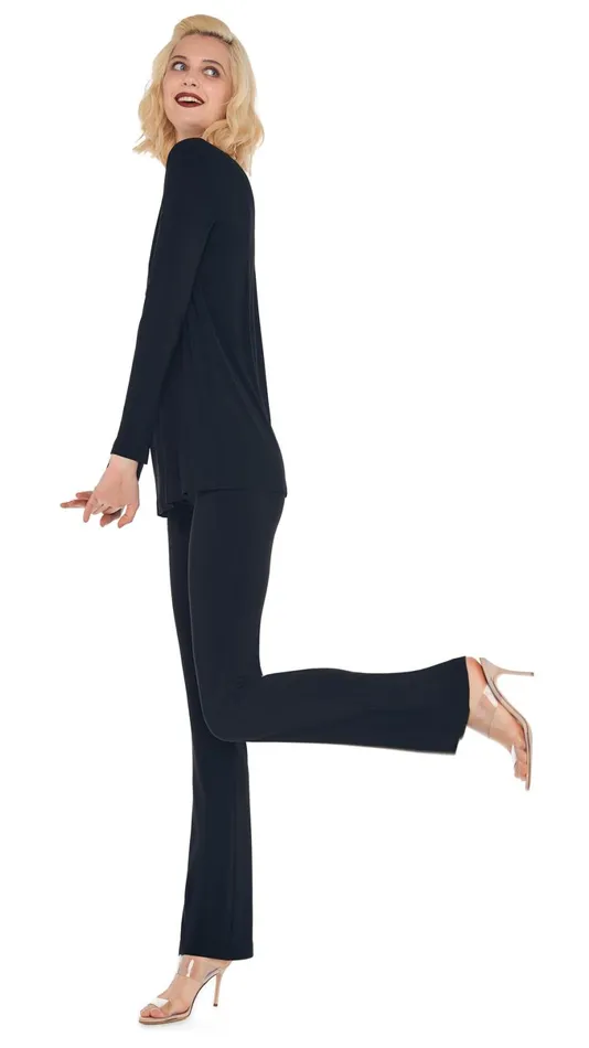 Norma Kamali Tops LONG SLEEVE CREW TOP Black 8211 Clothing