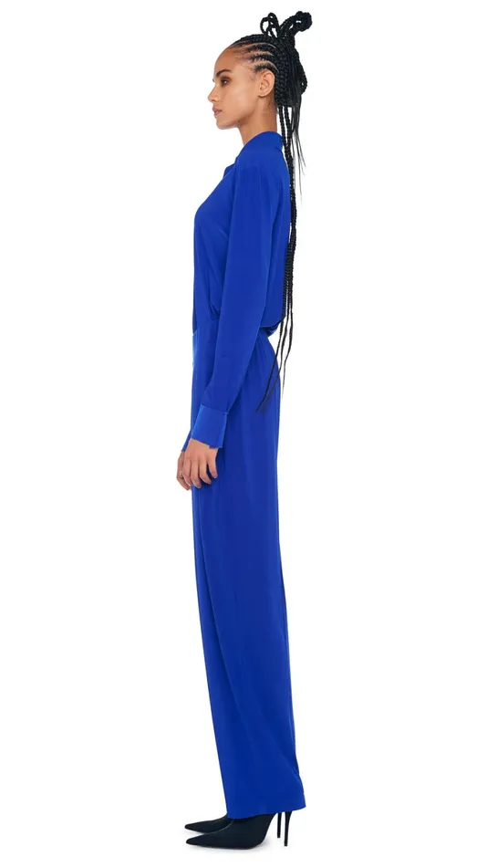 Norma Kamali Tops NK SHIRT W COLLAR STAND Electric Blue 8211 Clothing