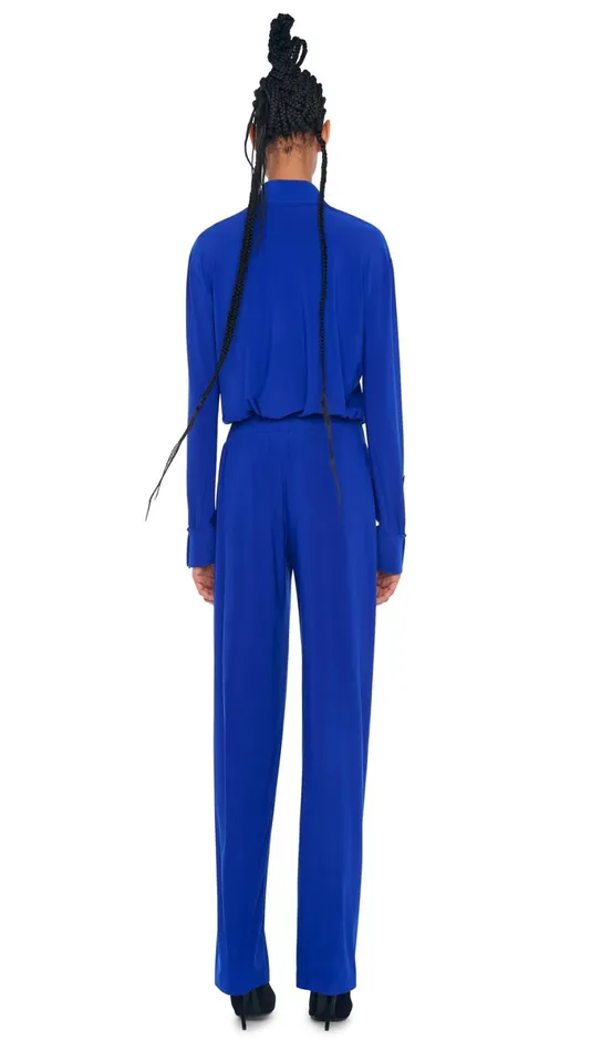 Norma Kamali Tops NK SHIRT W COLLAR STAND Electric Blue 8211 Clothing