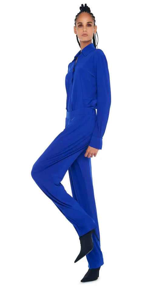 Norma Kamali Tops NK SHIRT W COLLAR STAND Electric Blue 8211 Clothing
