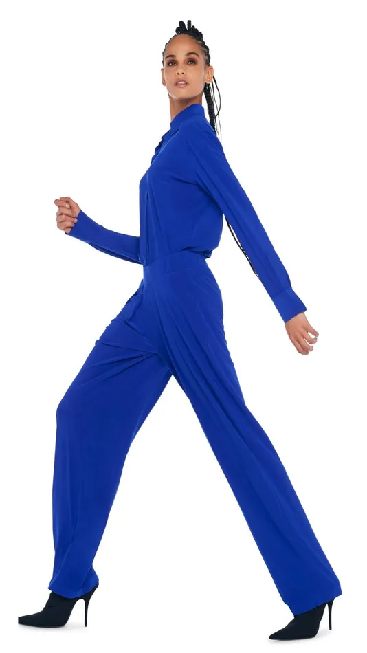 Norma Kamali Tops NK SHIRT W COLLAR STAND Electric Blue 8211 Clothing