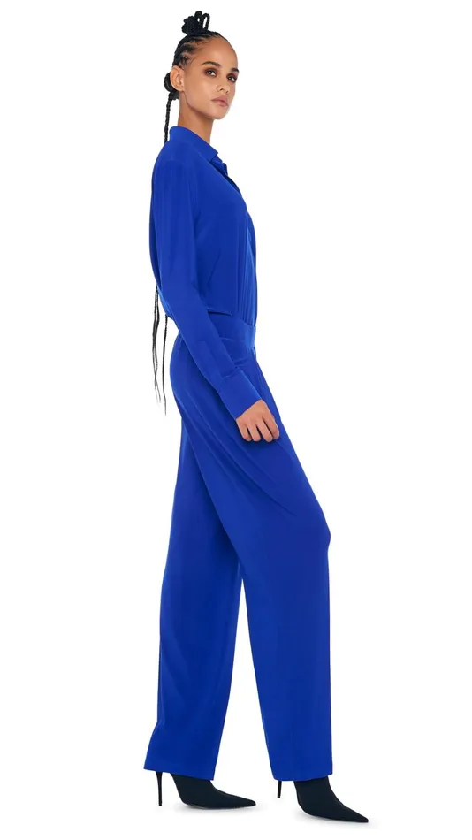 Norma Kamali Tops NK SHIRT W COLLAR STAND Electric Blue 8211 Clothing