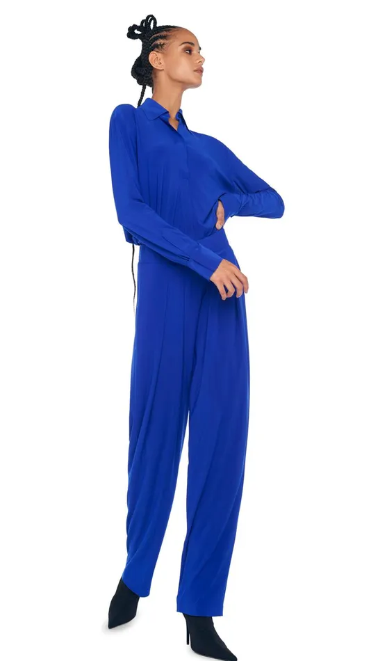 Norma Kamali Tops NK SHIRT W COLLAR STAND Electric Blue 8211 Clothing