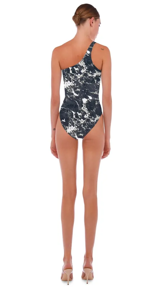 Norma Kamali Tops ONE SHOULDER MIO Black Marble 8211 Clothing
