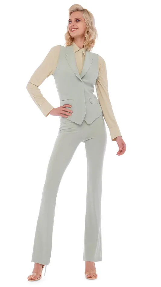 Norma Kamali Tops VEST WITH LAPEL Dried Sage 8211 Clothing