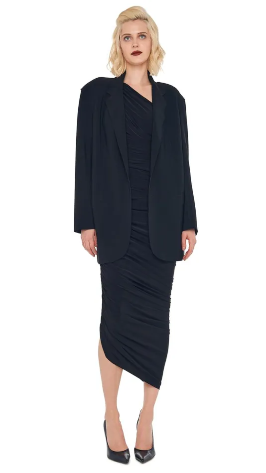 Norma Kamali Wardrobe DIANA GOWN With OVERSIZED SINGLE BREASTED JACKET 8211 Clothing Norma Kamali Wardrobe DIANA GOWN With OVERSIZED SINGLE BREASTED JACKET 8211 Clothing