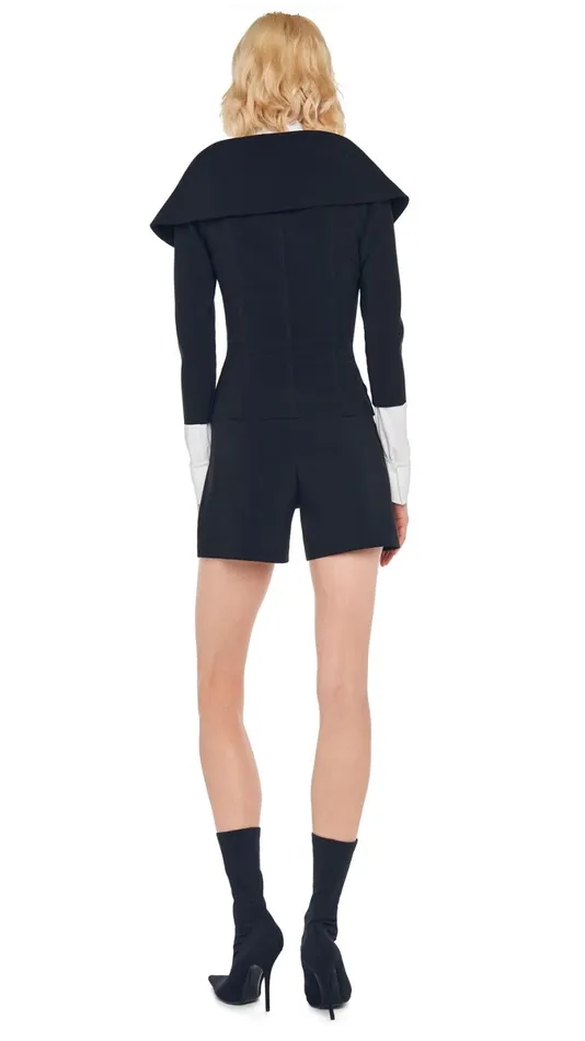 Norma Kamali Wardrobe ELEPHANT PLEAT SHORT With OFF SHOULDER SINGLE BREASTED JACKET 8211 Clothing Norma Kamali Wardrobe ELEPHANT PLEAT SHORT With OFF SHOULDER SINGLE BREASTED JACKET 8211 Clothing