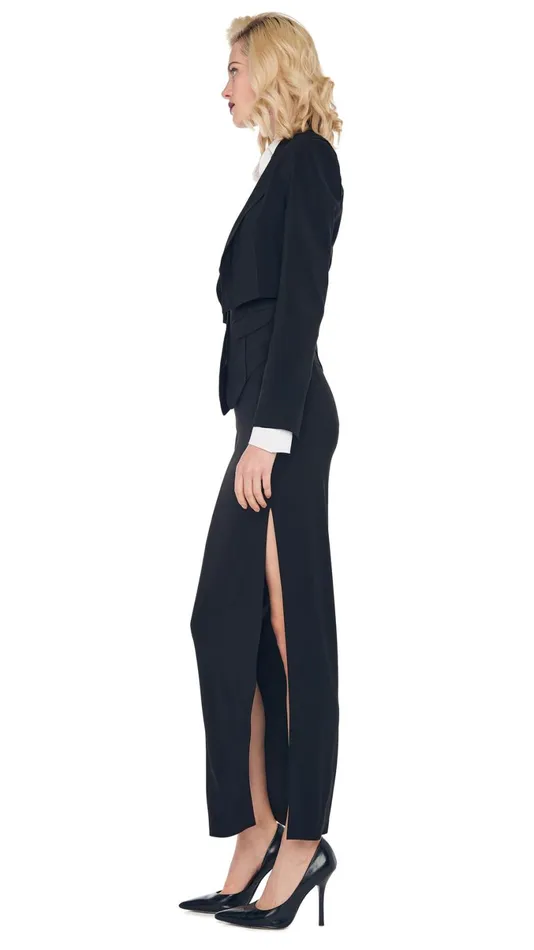 Norma Kamali Wardrobe SIDE SLIT LONG SKIRT With CROPPED SINGLE BREASTED JACKET 8211 Clothing Norma Kamali Wardrobe SIDE SLIT LONG SKIRT With CROPPED SINGLE BREASTED JACKET 8211 Clothing
