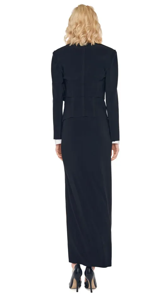 Norma Kamali Wardrobe SIDE SLIT LONG SKIRT With CROPPED SINGLE BREASTED JACKET 8211 Clothing Norma Kamali Wardrobe SIDE SLIT LONG SKIRT With CROPPED SINGLE BREASTED JACKET 8211 Clothing