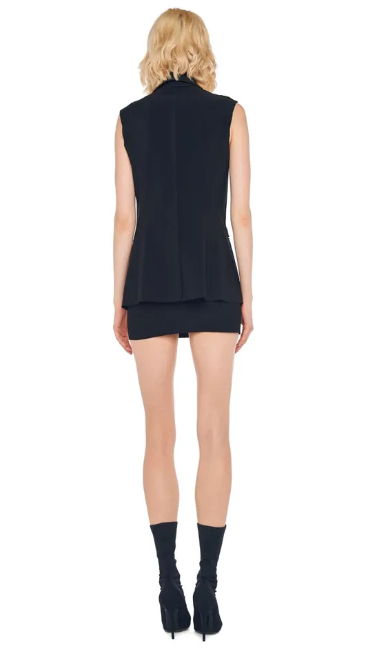 Norma Kamali Wardrobe SLEEVELESS PICKLEBALL MINI DRESS With SLEEVELESS SINGLE BREASTED JACKET 8211 Clothing Norma Kamali Wardrobe SLEEVELESS PICKLEBALL MINI DRESS With SLEEVELESS SINGLE BREASTED JACKET 8211 Clothing