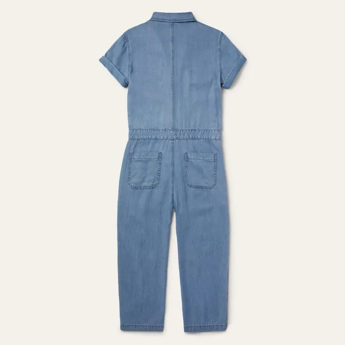 Notch Collar Jumpsuit Blue Women Stetson Jumpsuits