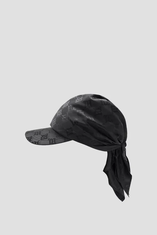 Nylon Monogram Scarf Cap Black WomenMen MISBHV Hats