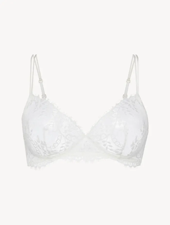 Offwhite Nonwired Leavers Lace Bra Lingerie La Perla Wireless