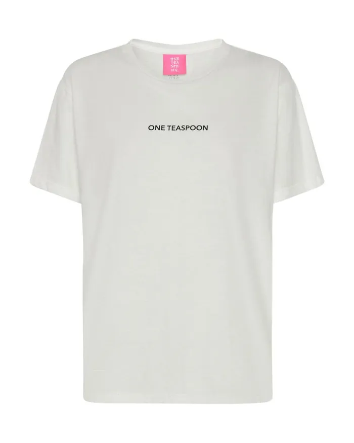 ONE TEASPOON LOGO CREW NECK TEE WHITE Women One Teaspoon Tees and Tanks ONE TEASPOON LOGO CREW NECK TEE WHITE Women One Teaspoon Tees and Tanks