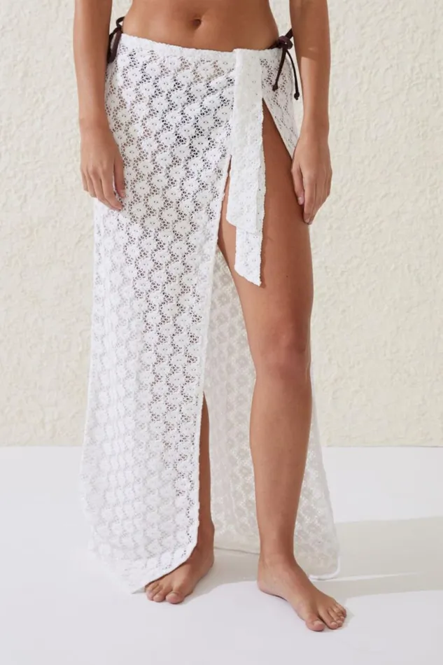 Open Mesh Beach Sarong Wrap Skirt Whitecrochet Women Cotton On Skirts