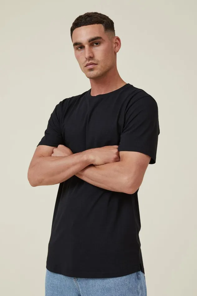 Organic Longline TShirt Black Men Cotton On Tees and Tanks