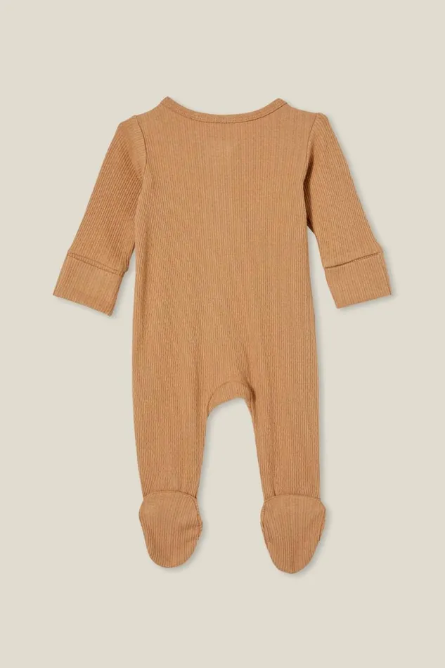 Organic Pointelle Zip All In One Romper Taupy Brown Baby Cotton On Rompers and Bubbysuits Organic Pointelle Zip All In One Romper Taupy Brown Baby Cotton On Rompers and Bubbysuits