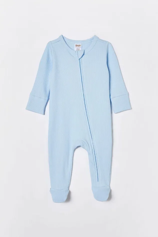 Organic Pointelle Zip All In One Romper White Water Blue Baby Cotton On Rompers and Bubbysuits Organic Pointelle Zip All In One Romper White Water Blue Baby Cotton On Rompers and Bubbysuits