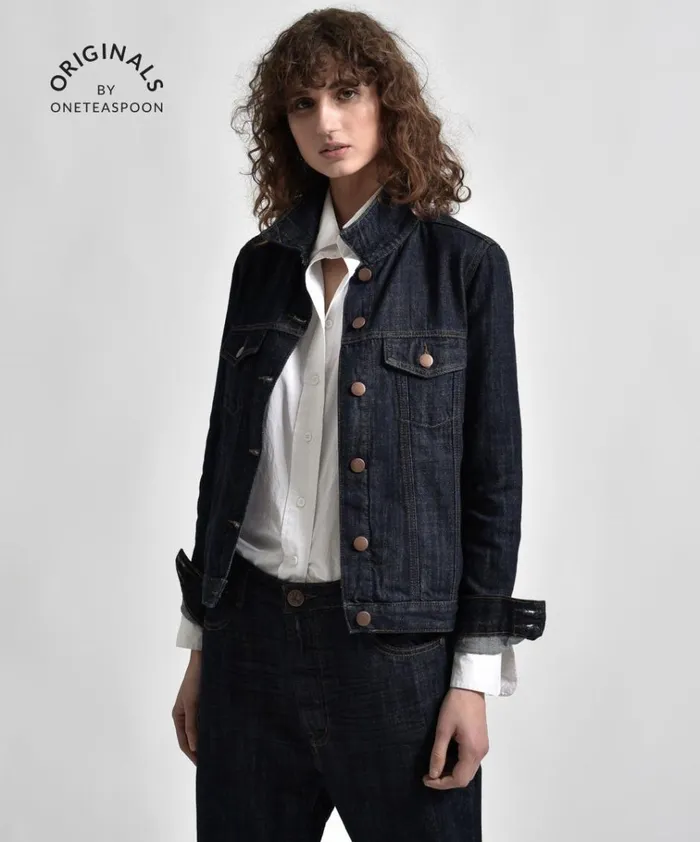 ORGANIC RAW BANDIT TRUCKET JACKET BLUE Women One Teaspoon Organic Tees