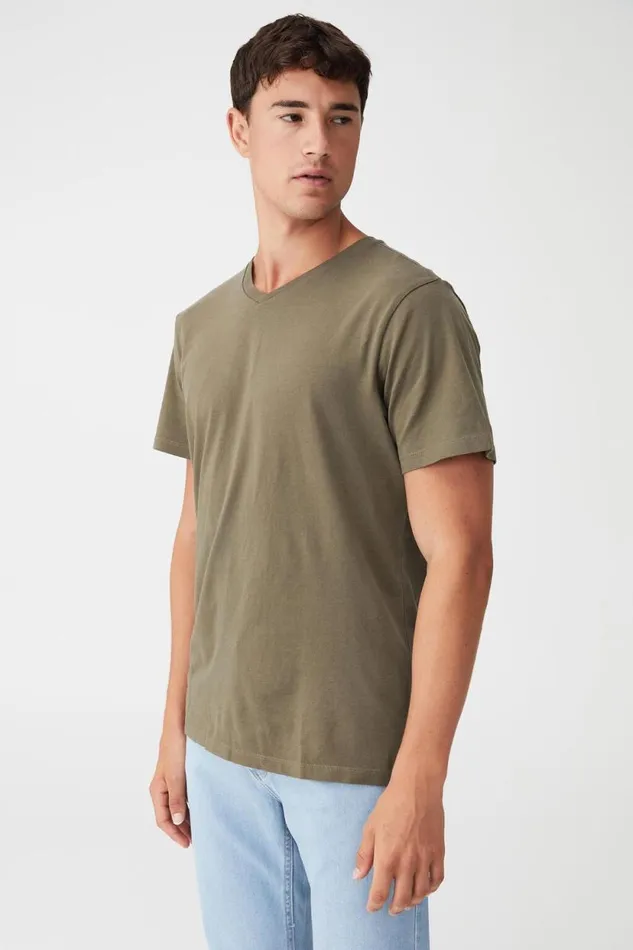 Organic VNeck TShirt Military Men Cotton On Tees and Tanks