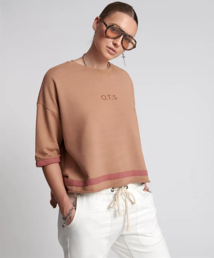 OTS SWEAT TEE BROWN Women One Teaspoon Tees and Tanks