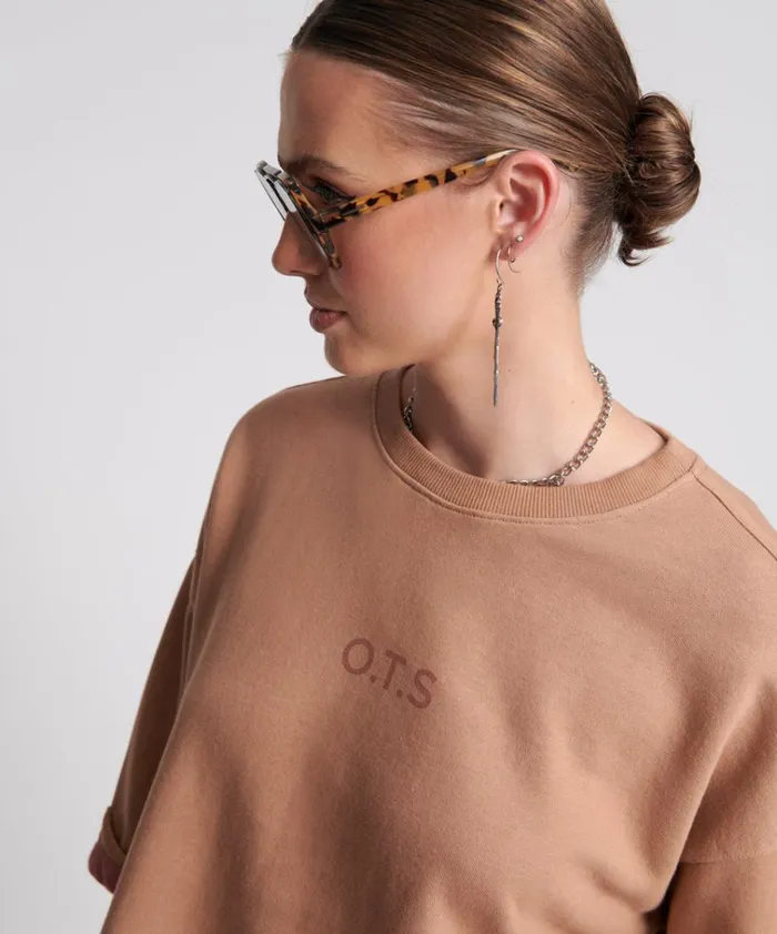 OTS SWEAT TEE BROWN Women One Teaspoon Tees and Tanks OTS SWEAT TEE BROWN Women One Teaspoon Tees and Tanks
