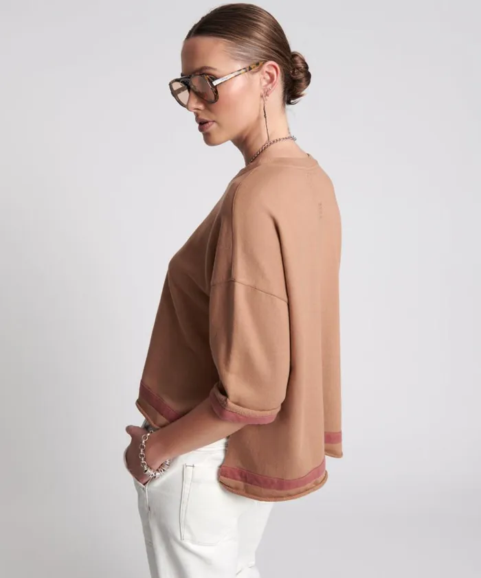 OTS SWEAT TEE BROWN Women One Teaspoon Tees and Tanks OTS SWEAT TEE BROWN Women One Teaspoon Tees and Tanks