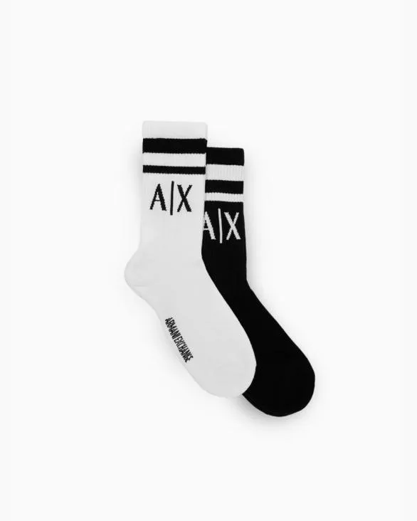 Pack Of 2 Pairs Of Socks With Logo Black Men Armani Intimates And Loungewear