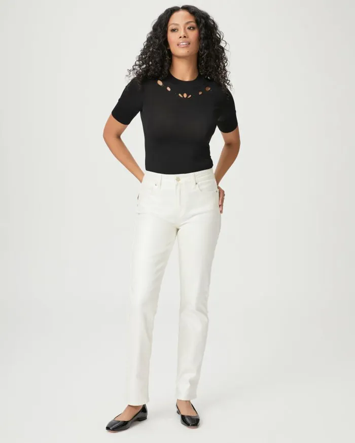 PAIGE Denim Women Cindy 30 Inch Straight Jean 8211 Pearl White Coating
