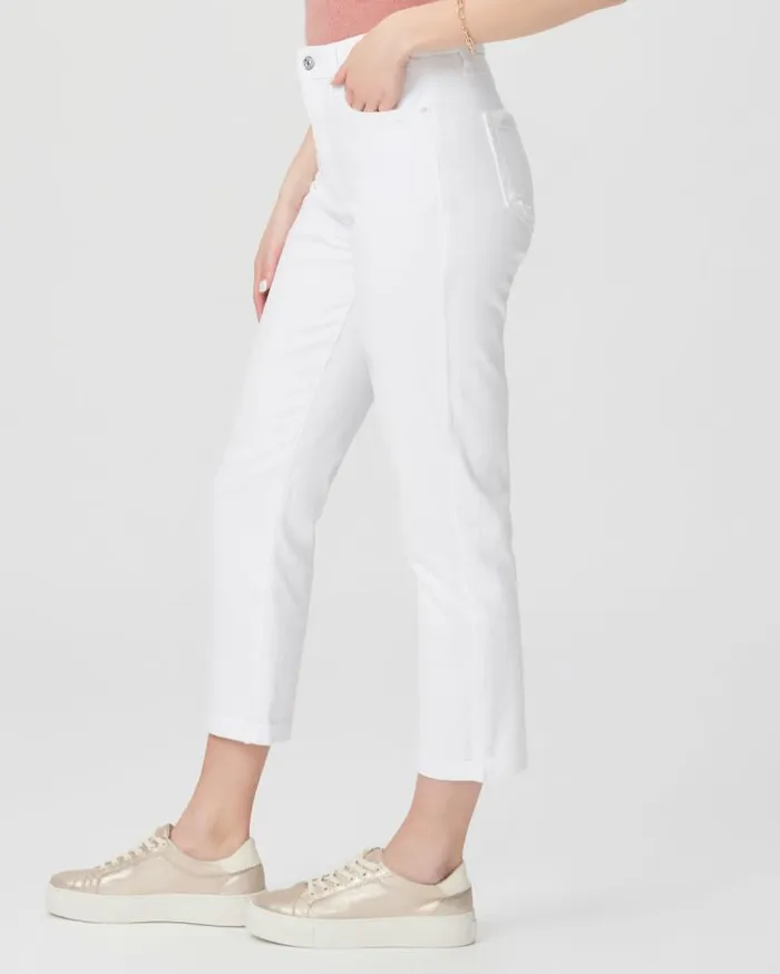 PAIGE Denim Women High Rise Brigitte Straight Jean 8211 White Noise Distressed PAIGE Denim Women High Rise Brigitte Straight Jean 8211 White Noise Distressed