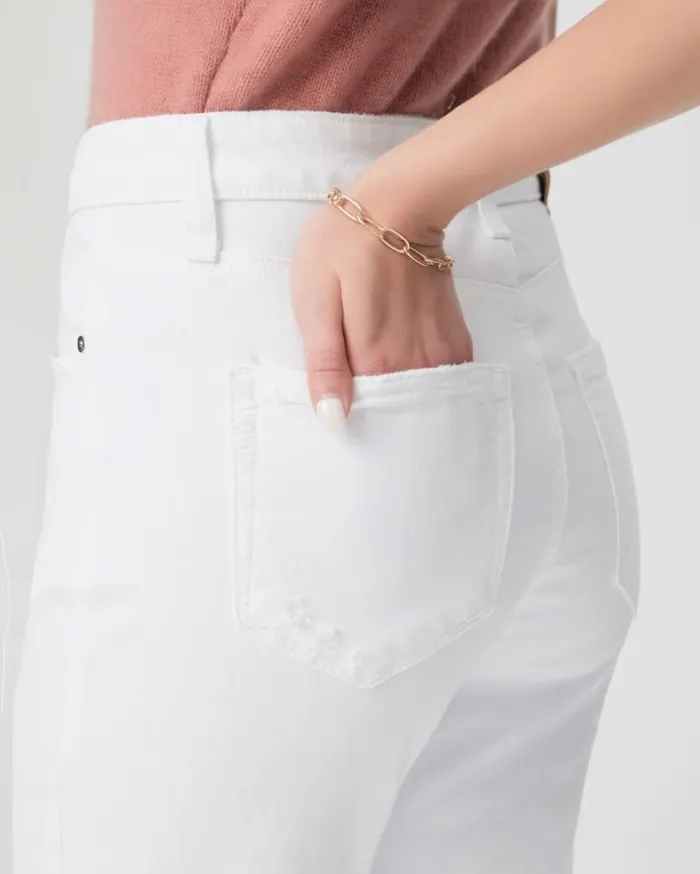 PAIGE Denim Women High Rise Brigitte Straight Jean 8211 White Noise Distressed PAIGE Denim Women High Rise Brigitte Straight Jean 8211 White Noise Distressed