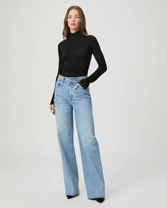 PAIGE Denim Women Sasha Wide Leg Jean 8211 Sonali Embellished