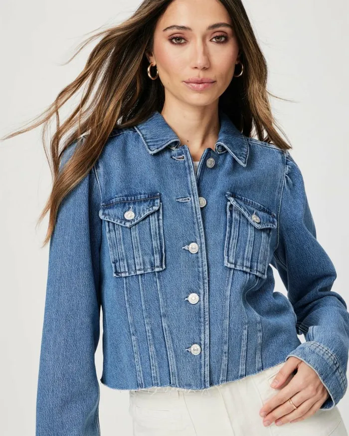PAIGE Jackets and Coats Women Cropped Pacey Denim Jacket 8211 Selah