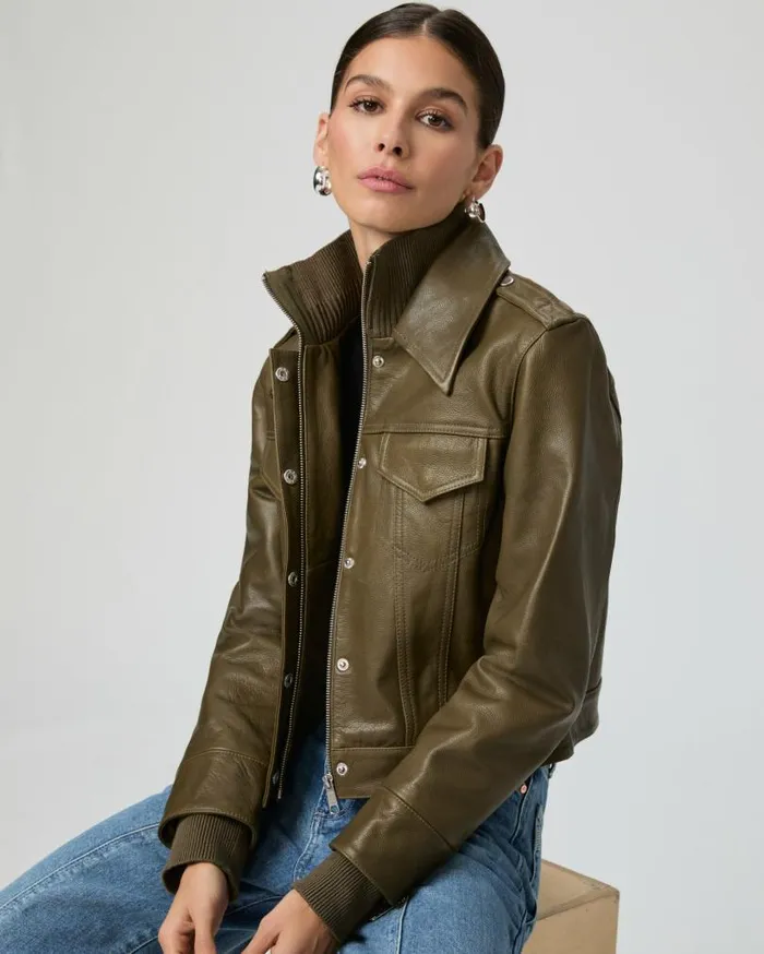 PAIGE Jackets and Coats Women Molina Jacket 8211 Spanish Moss Leather