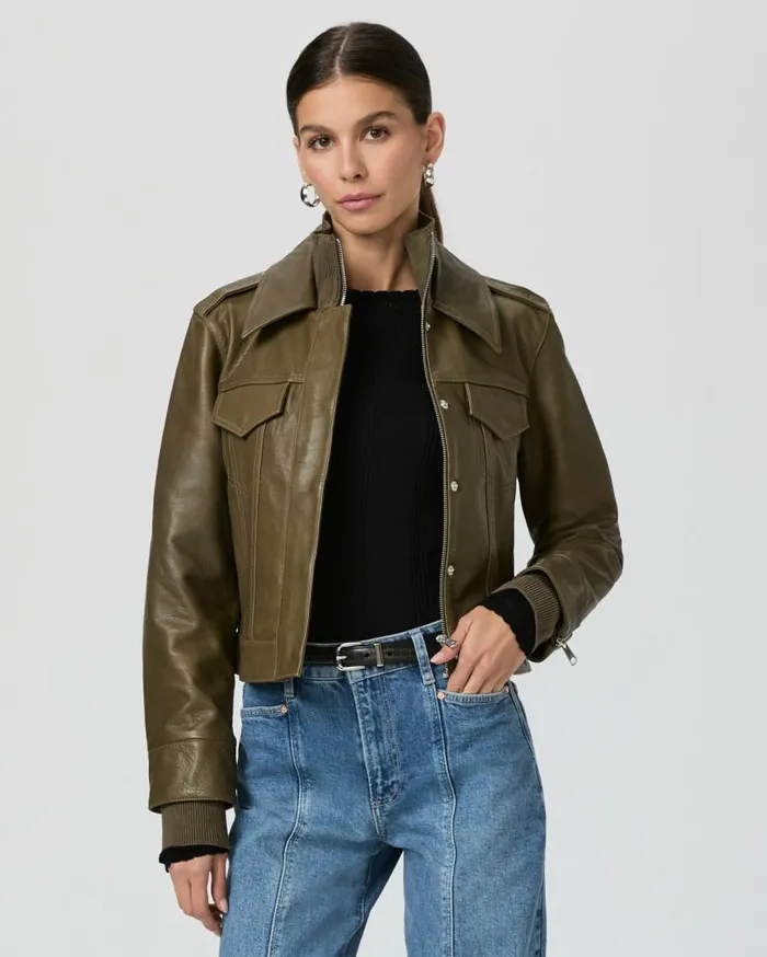 PAIGE Jackets and Coats Women Molina Jacket 8211 Spanish Moss Leather PAIGE Jackets and Coats Women Molina Jacket 8211 Spanish Moss Leather