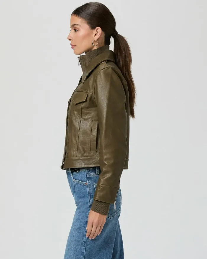 PAIGE Jackets and Coats Women Molina Jacket 8211 Spanish Moss Leather PAIGE Jackets and Coats Women Molina Jacket 8211 Spanish Moss Leather
