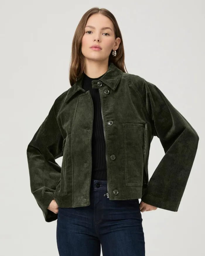 PAIGE Jackets and Coats Women Tylee Jacket 8211 Dark Fern Green Corduroy