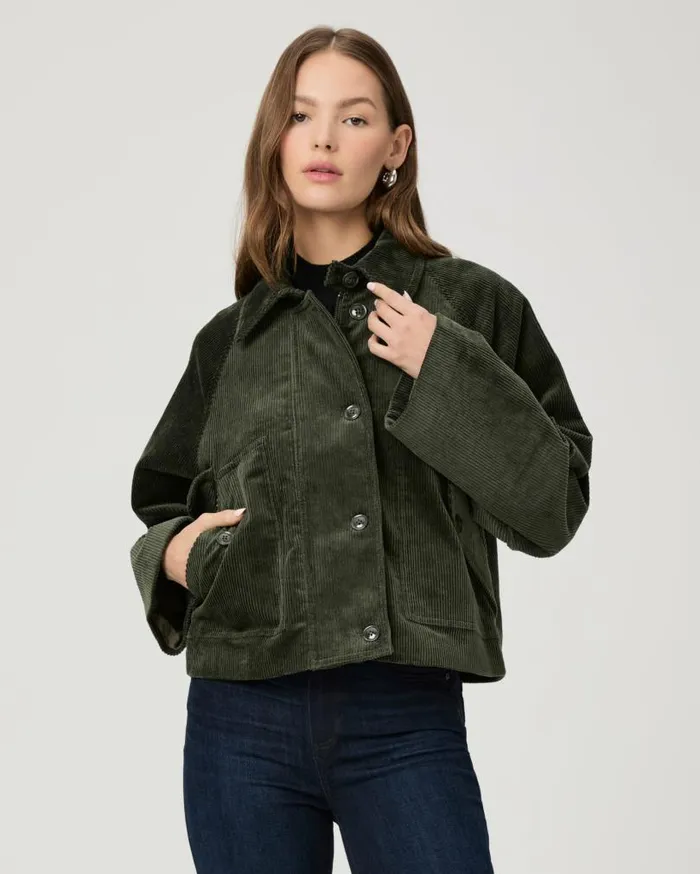 PAIGE Jackets and Coats Women Tylee Jacket 8211 Dark Fern Green Corduroy