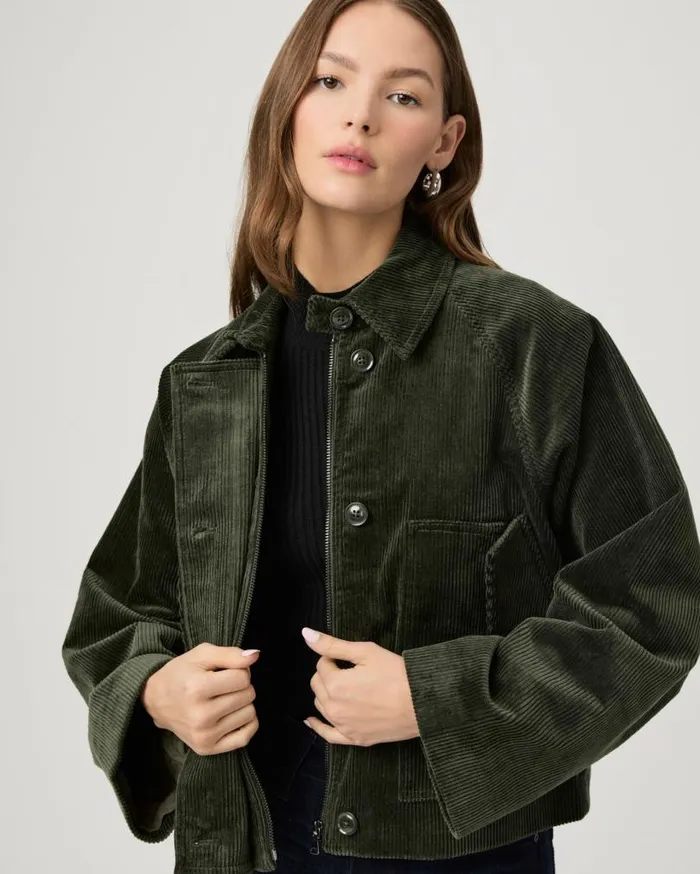 PAIGE Jackets and Coats Women Tylee Jacket 8211 Dark Fern Green Corduroy