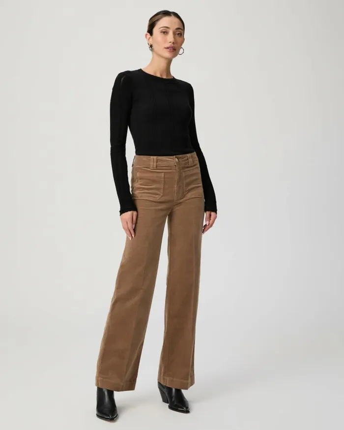 PAIGE Pants Women Sasha 32 Inch Wide Leg Pant 8211 Burnt Sugar Corduory