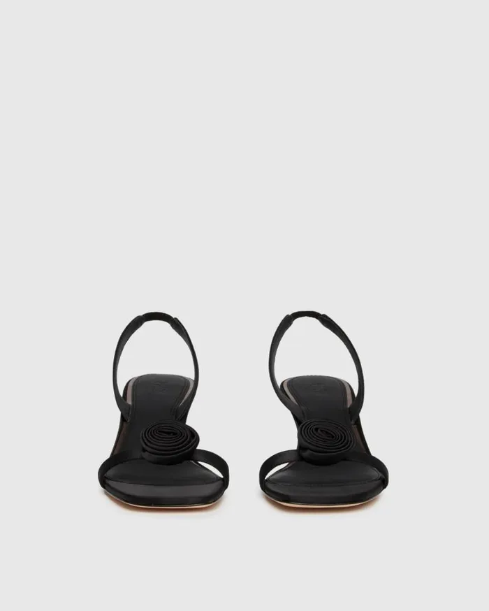 PAIGE Sandals Women Eva Sandal 8211 Black Satin PAIGE Sandals Women Eva Sandal 8211 Black Satin