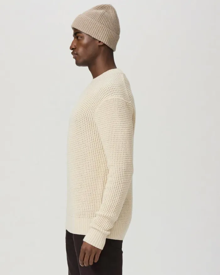 PAIGE Sweaters and Sweatshirts Men Mylo Waffle Crew Sweater 8211 Heathered Natural PAIGE Sweaters and Sweatshirts Men Mylo Waffle Crew Sweater 8211 Heathered Natural