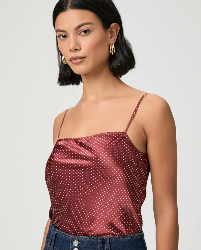 PAIGE Tees and Tanks Women Veronique Cami 8211 OxbloodTravertine Silk