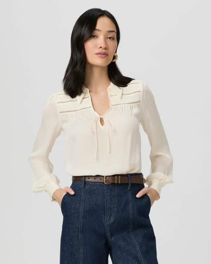 PAIGE Tops and Blouses Women Marabella Blouse 8211 Buttercream Silk