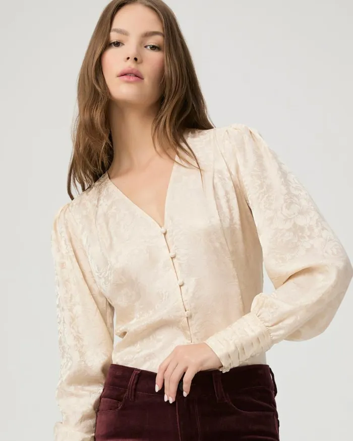 PAIGE Tops and Blouses Women Marielle Top 8211 Travertine Silk PAIGE Tops and Blouses Women Marielle Top 8211 Travertine Silk