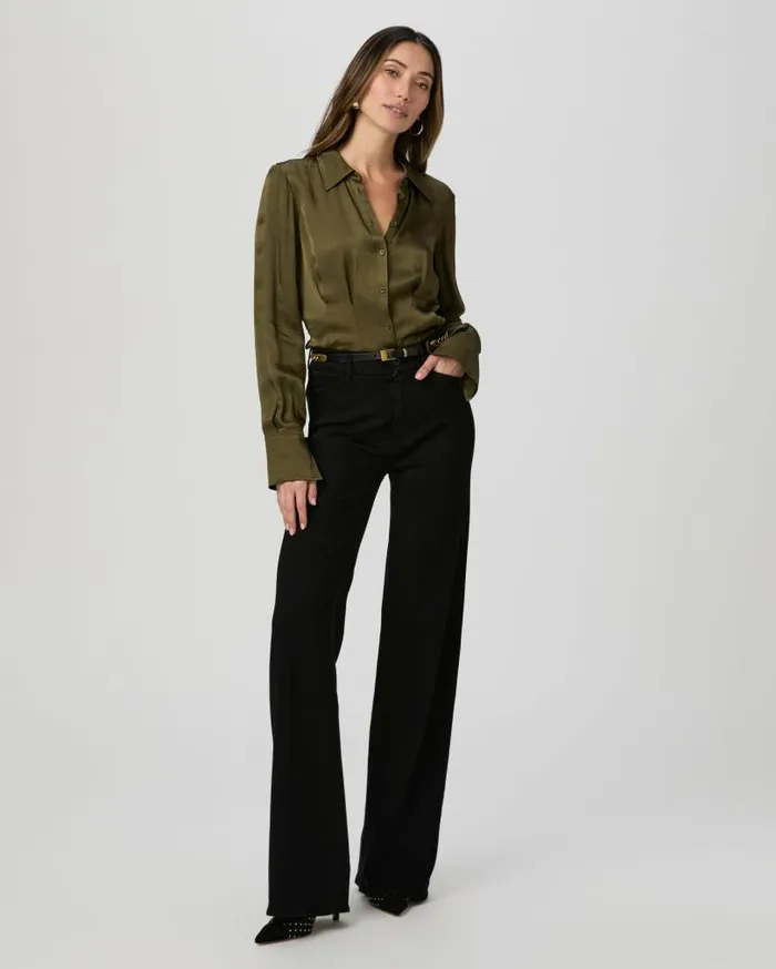 PAIGE Tops and Blouses Women Nelly Shirt 8211 Spanish Moss Satin PAIGE Tops and Blouses Women Nelly Shirt 8211 Spanish Moss Satin