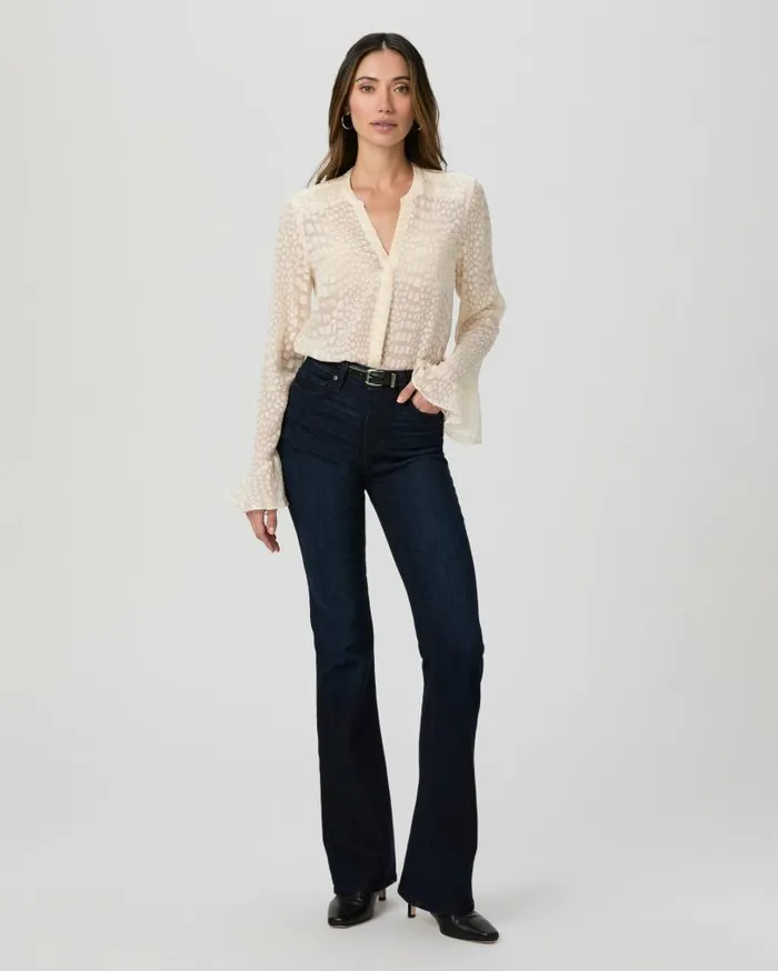 PAIGE Tops and Blouses Women Pepita Blouse 8211 Latte Foam Silk
