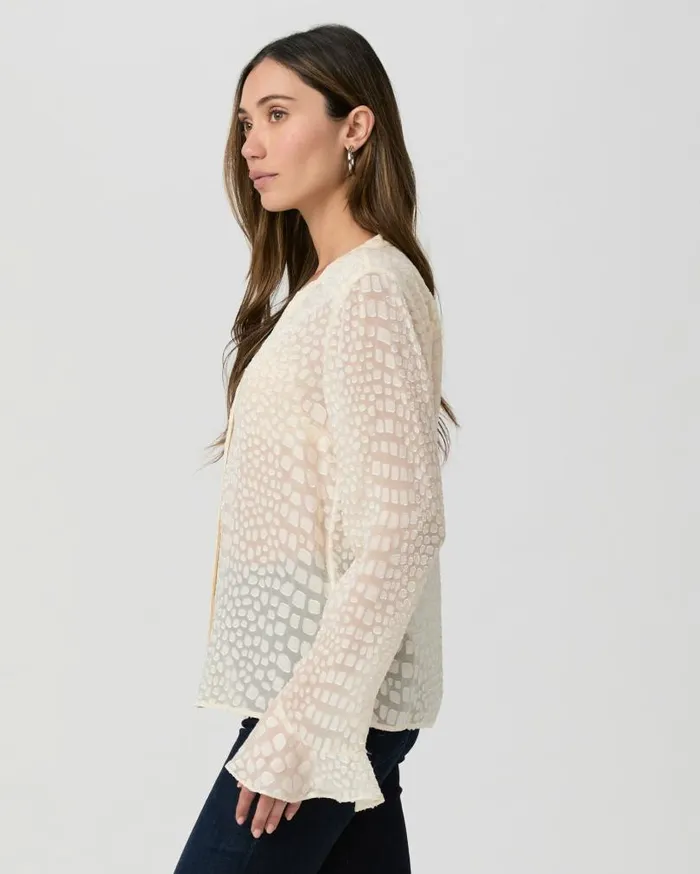 PAIGE Tops and Blouses Women Pepita Blouse 8211 Latte Foam Silk