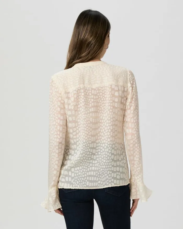PAIGE Tops and Blouses Women Pepita Blouse 8211 Latte Foam Silk